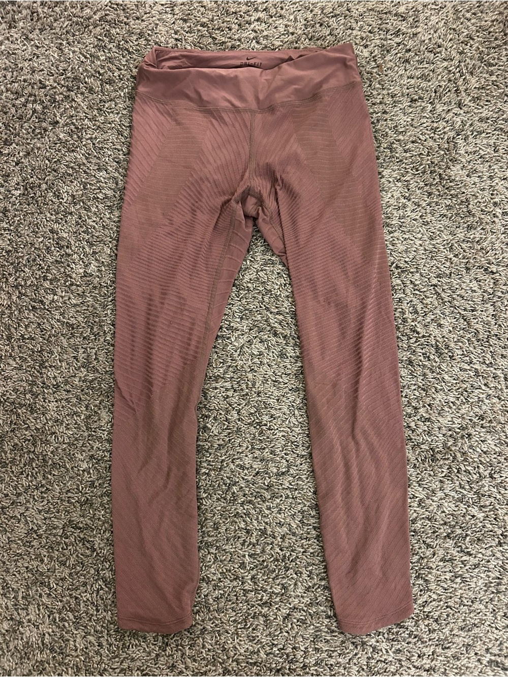 Nike Ribbed Leggings in Dusty Mauve